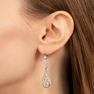 Edwardian 4.65 Carat Total Diamond Dangle Earrings