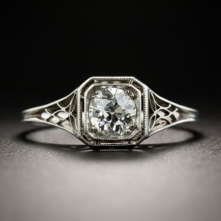 Edwardian .50 Carat Diamond Platinum Solitaire Ring  - 2