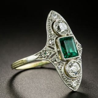 Edwardian .50 Carat Emerald and Diamond Dinner Ring