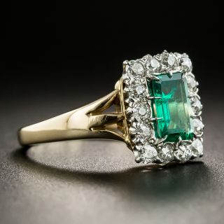 Edwardian .55 Carat Emerald and  Diamond Platinum/14K Ring