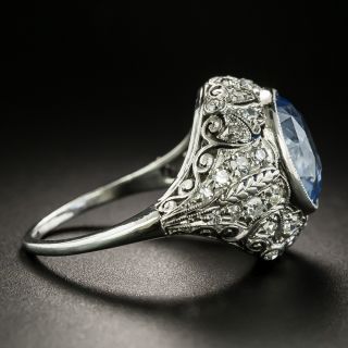 Edwardian 6.25 Carat No-Heat Ceylon Sapphire and Diamond Ring