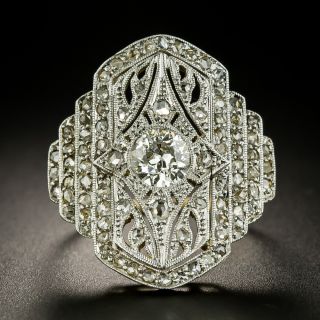 Edwardian .70 Carat Center Diamond Dinner Ring - 2
