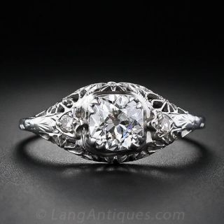 Edwardian .72 Carat Diamond Filigree Engagement Ring