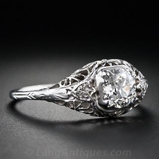 Edwardian .72 Carat Diamond Filigree Engagement Ring