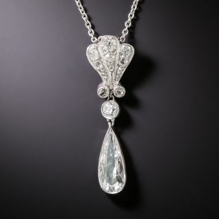 Edwardian .74 Carat Pear-Shaped Diamond Pendant - GIA D VVS2 - 3