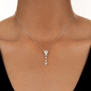 Edwardian .74 Carat Pear-Shaped Diamond Pendant - GIA D VVS2
