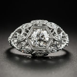Edwardian .77 Carat Diamond Platinum Engagement Ring by Katz & Ogush - 1
