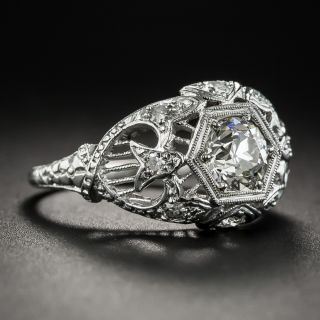 Edwardian .77 Carat Diamond Platinum Engagement Ring by Katz & Ogush