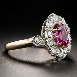 Edwardian .91 Carat No Heat Burma Ruby and Diamond Ring