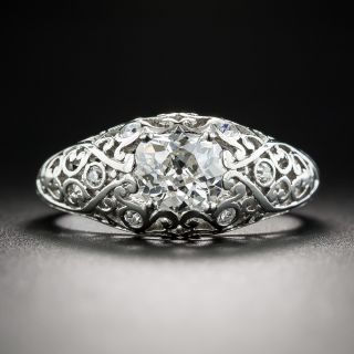 Edwardian .92 Carat Diamond Platinum Filigree Engagement Ring
