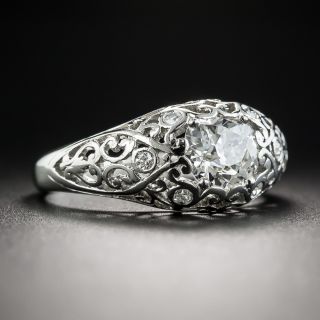 Edwardian .92 Carat Diamond Platinum Filigree Engagement Ring