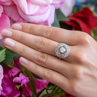 Edwardian .95 Carat European-Cut Diamond Ring