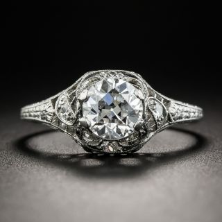 Edwardian .95 Carat Platinum Diamond Engagement Ring - GIA D VS1 - 1
