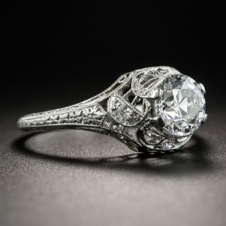 Edwardian .95 Carat Platinum Diamond Engagement Ring - GIA D VS1