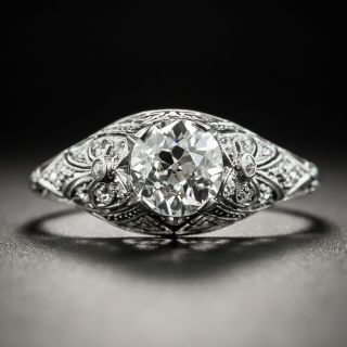 Edwardian .96 Ct. Diamond Platinum Solitaire Engagement Ring - GIA J VS2 - 2