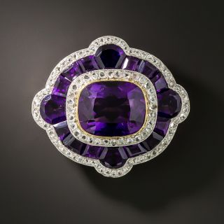 Edwardian Amethyst and Diamond Brooch - 3