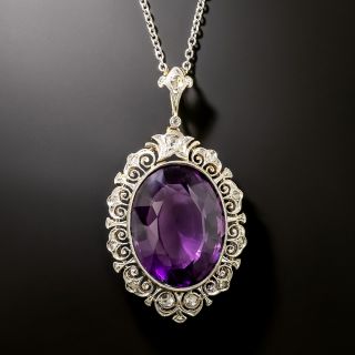 Edwardian Amethyst and Diamond Pendant  - 4