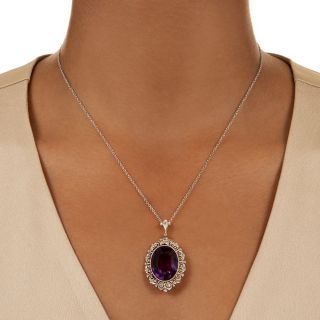 Edwardian Amethyst and Diamond Pendant 