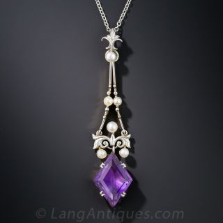 Edwardian Amethyst and Pearl Pendant