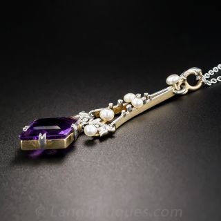 Edwardian Amethyst and Pearl Pendant