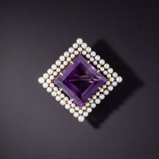 Edwardian Amethyst And Seed Pearl Brooch - 1