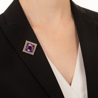 Edwardian Amethyst and Seed Pearl Brooch