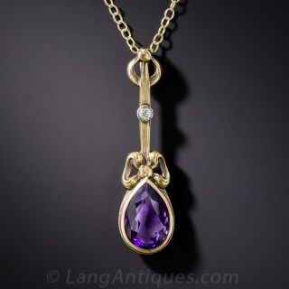 Edwardian Amethyst Drop by Brassler of New York