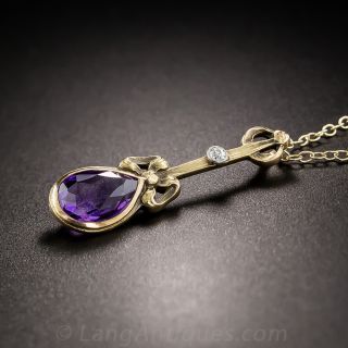 Edwardian Amethyst Drop by Brassler of New York