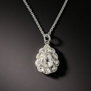 Edwardian Antique Pear-Cut Diamond Pendant - 1