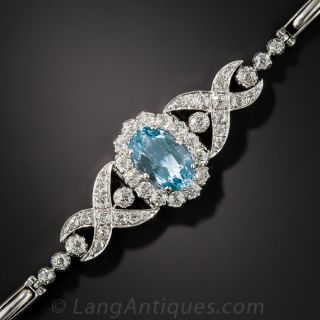 Edwardian Aquamarine and Diamond Bracelet