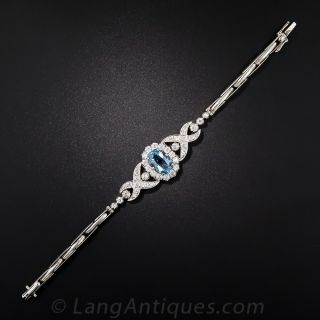 Edwardian Aquamarine and Diamond Bracelet