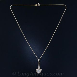 Edwardian Aquamarine and Diamond Lavalier by Krementz 