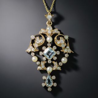 Edwardian Aquamarine and Diamond Lavaliere, Circa 1900 - 3