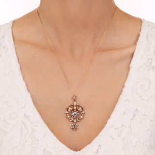 Edwardian Aquamarine and Diamond Lavaliere, Circa 1900