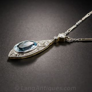 Edwardian Aquamarine and Diamond Pendant