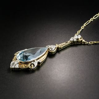 Edwardian Aquamarine and Diamond Necklace