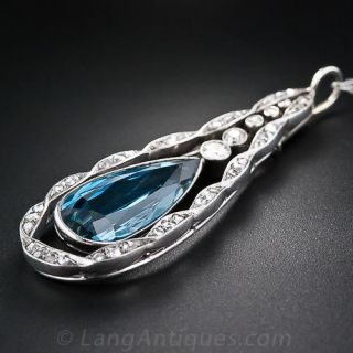 Edwardian Aquamarine and Diamond Pendant