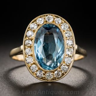 Edwardian Aquamarine and Diamond Ring