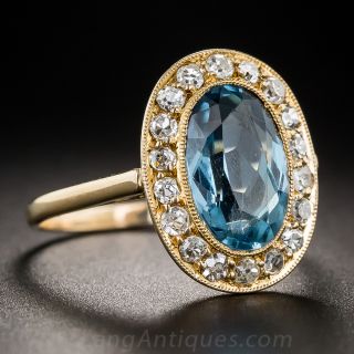Edwardian Aquamarine and Diamond Ring