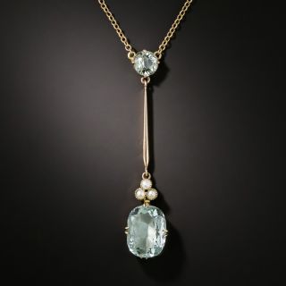 Edwardian Aquamarine and Pearl Necklace - 2