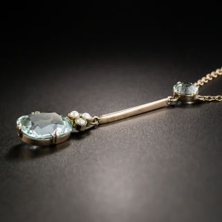 Edwardian Aquamarine and Pearl Necklace