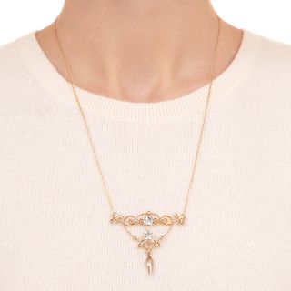 Edwardian Aquamarine and Seed Pearl Necklace