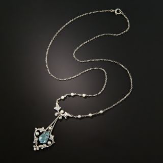 Edwardian Aquamarine Lavaliere Necklace 