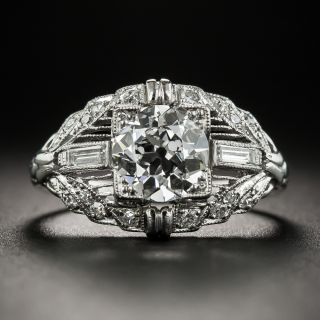 Edwardian/Art Deco 1.24 Carat Platinum Diamond Engagement Ring - GIA G IF - 3
