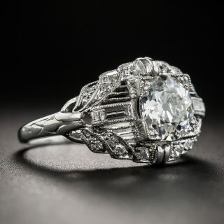 Edwardian/Art Deco 1.24 Carat Platinum Diamond Engagement Ring - GIA G IF