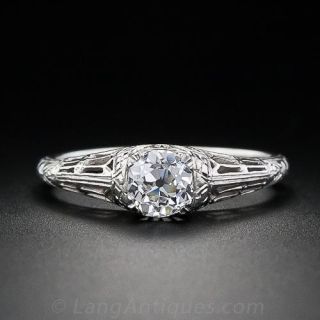 Edwardian / Art Deco .58 carat Diamond Solitaire