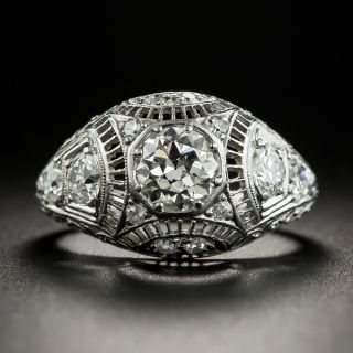 Edwardian/Art Deco .70 Carat Platinum Diamond Engagement Ring - 2