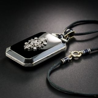 Edwardian/Art Deco Black Enamel and Diamond Locket 