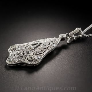 Edwardian/Art Deco Platinum and Diamond Lavaliere Necklace