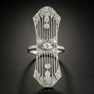 Edwardian/Art Deco Platinum Diamond Dinner Ring - 2